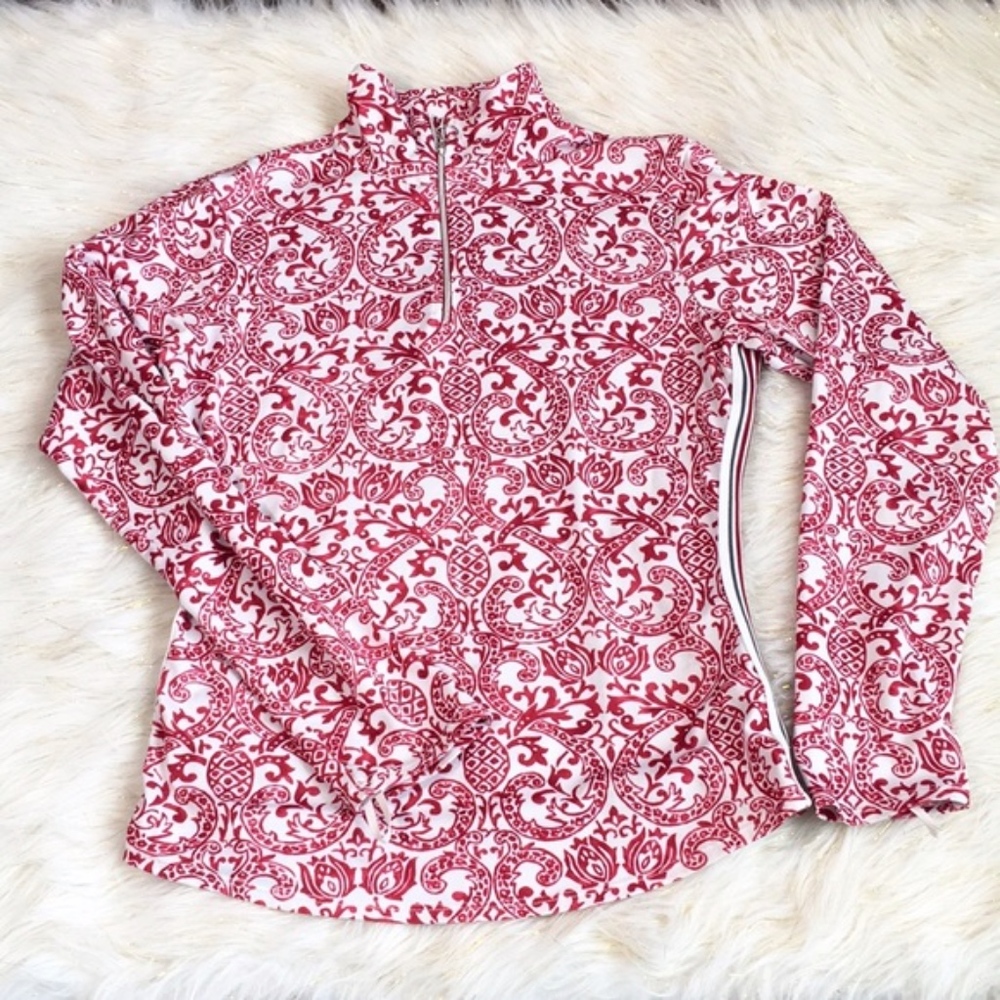 Athleta Red & White Sculptek Pullover size: M